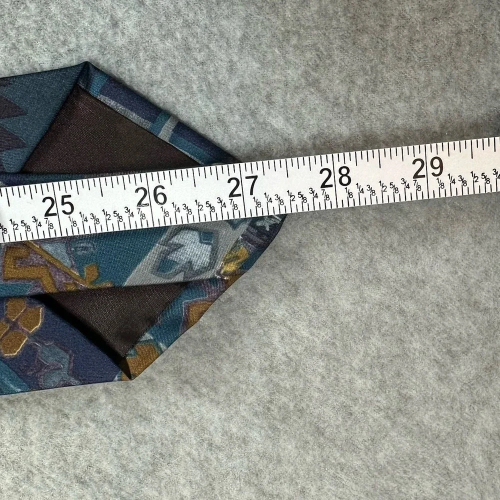 Unique Handmade Mens Neck Tie Green Gold Abstract Print By Carol‎ 55x3.6 in